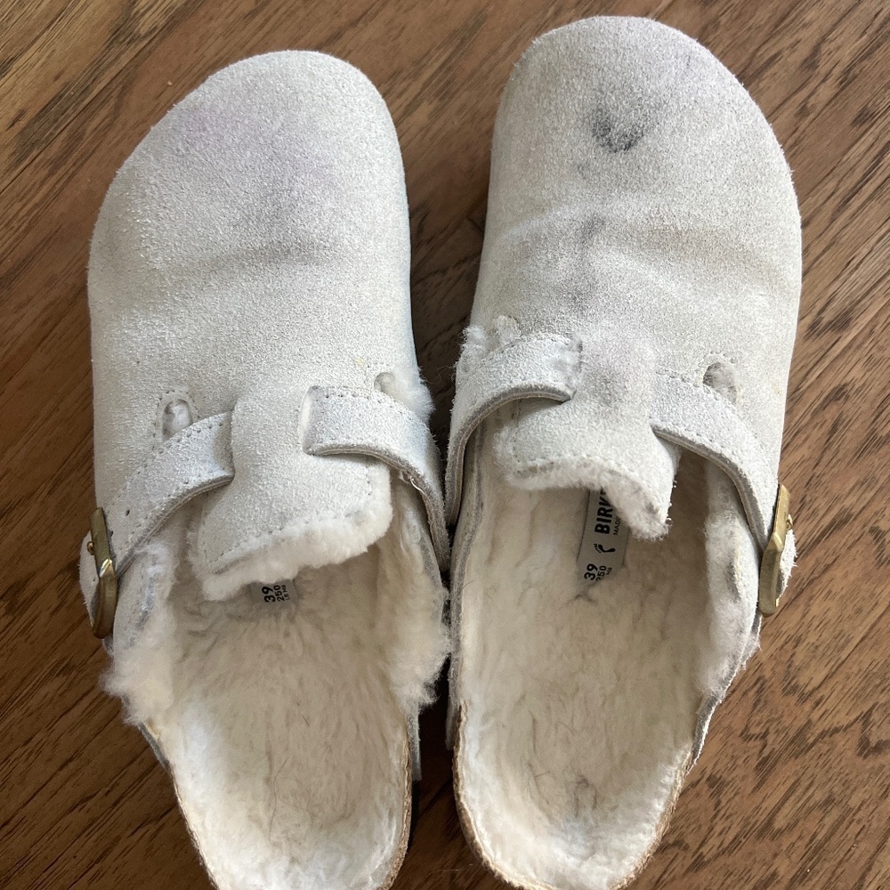 Birkenstock Boston sherling clog antique white